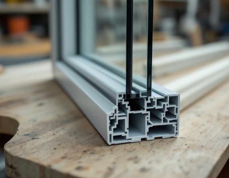 Coupe d'un profilé aluminium à double vitrage acoustique